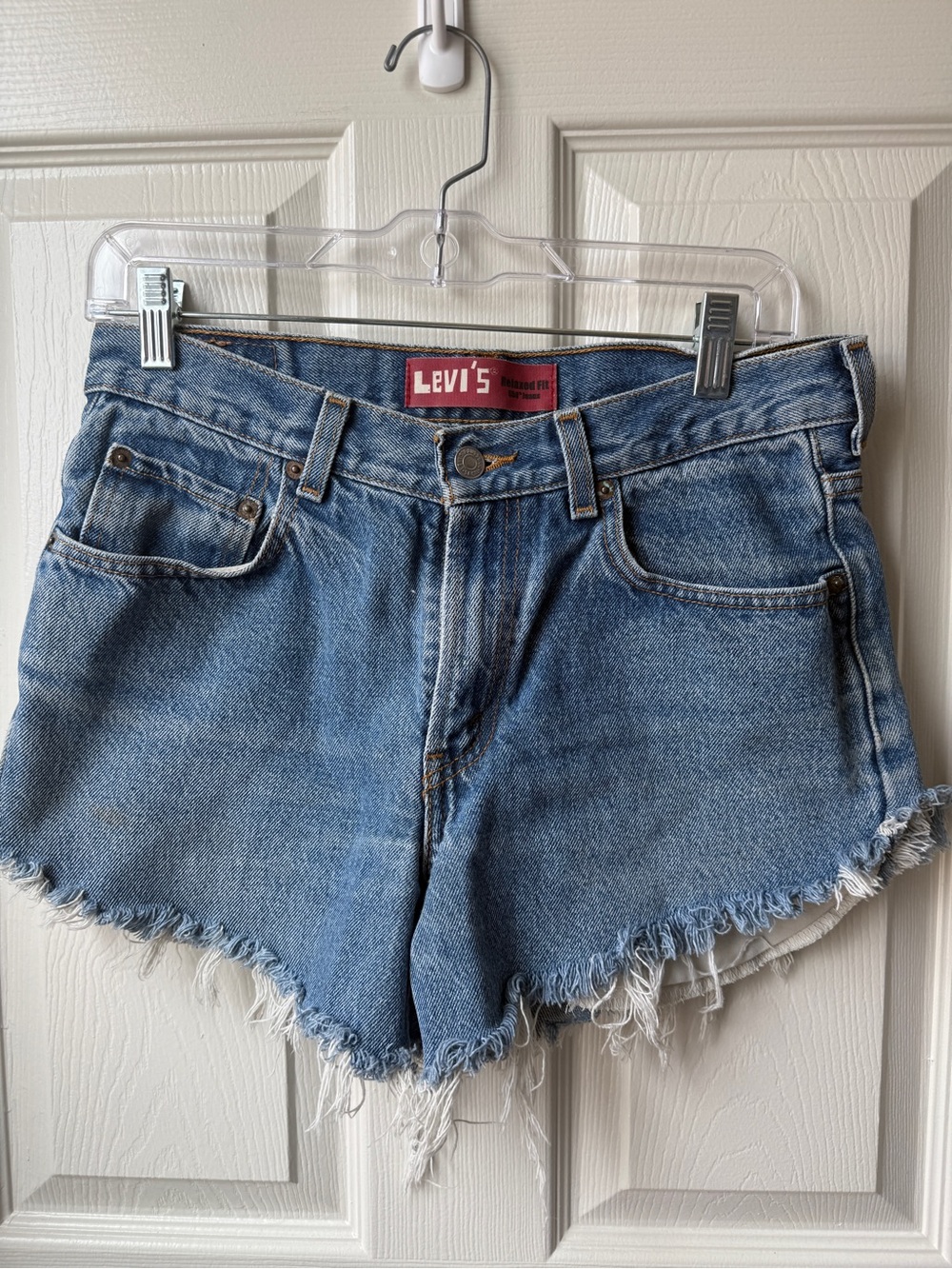 Vintage Levi's Light Blue Denim Frayed Hem Shorts